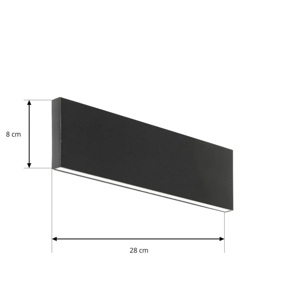 Lindby LED-væglampe Ignazia, 28 cm, sort, metal, op/ned