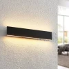 Lindby LED-væglampe Ignazia, 47 cm, sort, metal, op/ned