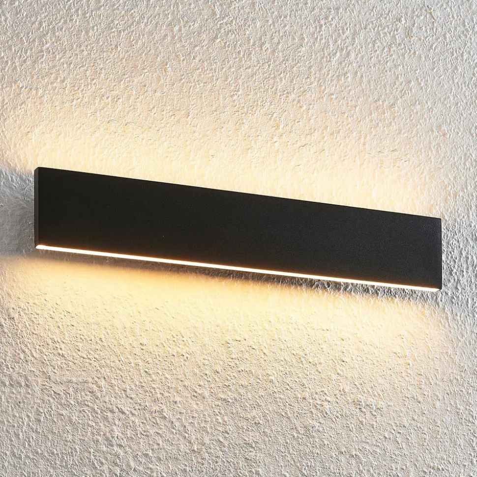 Lindby LED-væglampe Ignazia, 47 cm, sort, metal, op/ned