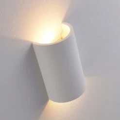 Lindby LED-væglampe Jenke, højde 16 cm, hvid, gips