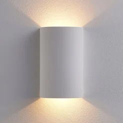 Lindby LED-væglampe Jenke, højde 16 cm, hvid, gips