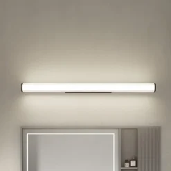 Lindby LED-væglampe Kirka, sort, metal, IP44, 90 cm, CCT