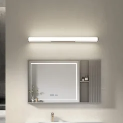 Lindby LED-væglampe Kirka, sort, metal, IP44, 90 cm, CCT