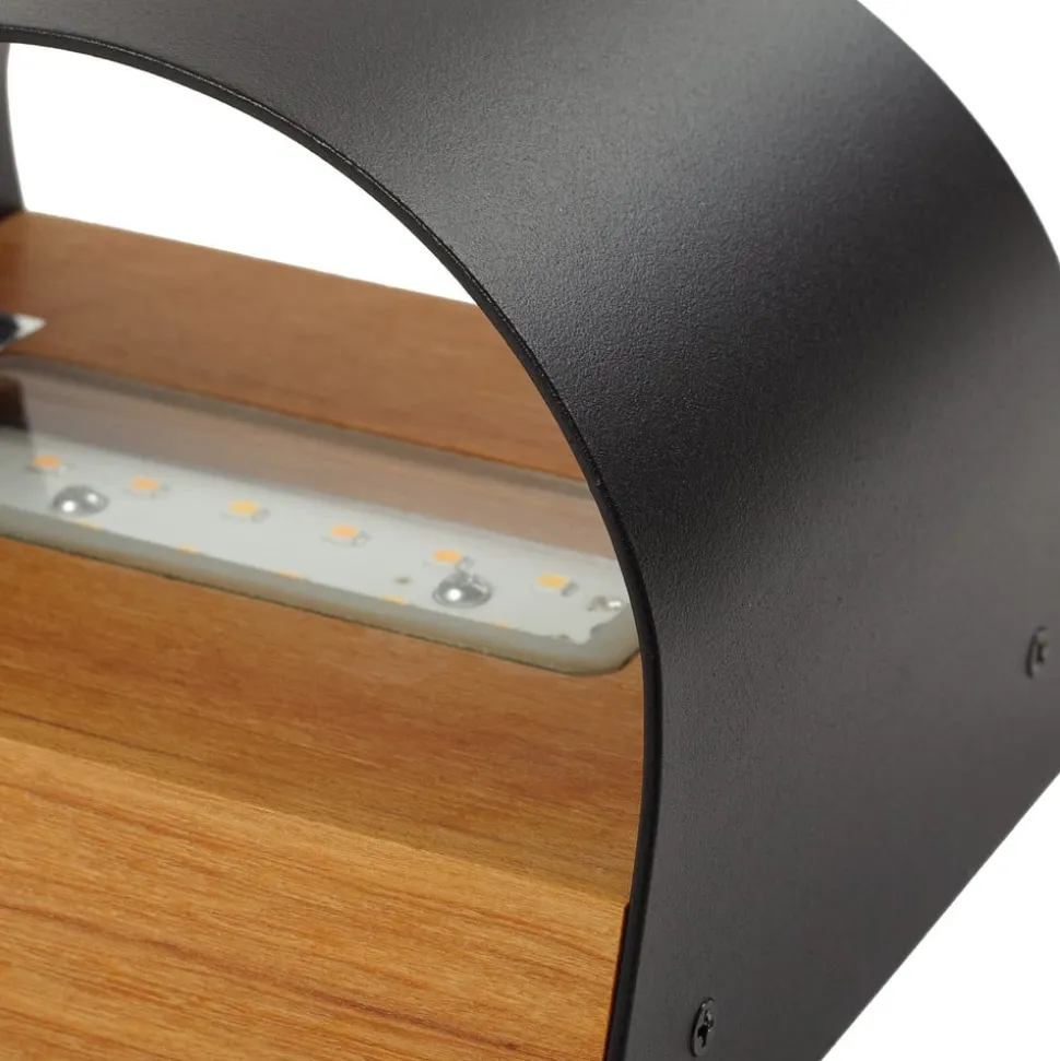 Lindby LED-væglampe Lenore, sort, metal, 13 cm, IP44