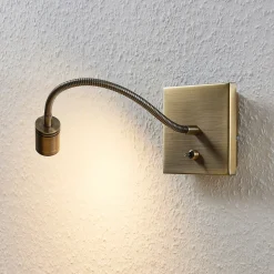 Lindby LED-væglampe Mayar, 2, messing, læselampe, 11 cm
