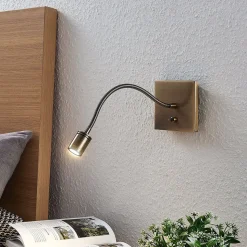 Lindby LED-væglampe Mayar, messing, metal, læselampe, 11cm