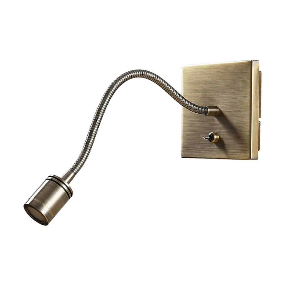 Lindby LED-væglampe Mayar, messing, metal, læselampe, 11cm