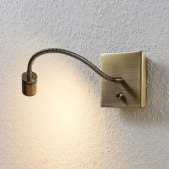 Lindby LED-væglampe Mayar, messing, metal, læselampe, 11cm
