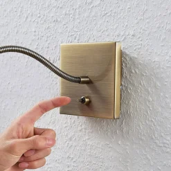 Lindby LED-væglampe Mayar, messing, metal, læselampe, 11cm