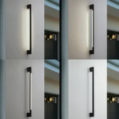 Lindby LED-væglampe Neano, 90 cm, sort, metal, IP54