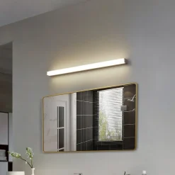 Lindby LED-væglampe Philippa, kantet, 89 cm, aluminiumsfarvet, IP44