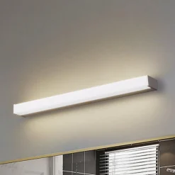 Lindby LED-væglampe Philippa, kantet, 59 cm, aluminiumsfarvet, IP44