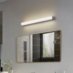 Lindby LED-væglampe Philippa, kantet, 59 cm, aluminiumsfarvet, IP44