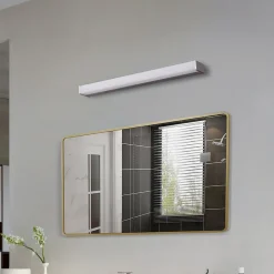 Lindby LED-væglampe Philippa, kantet, 59 cm, aluminiumsfarvet, IP44