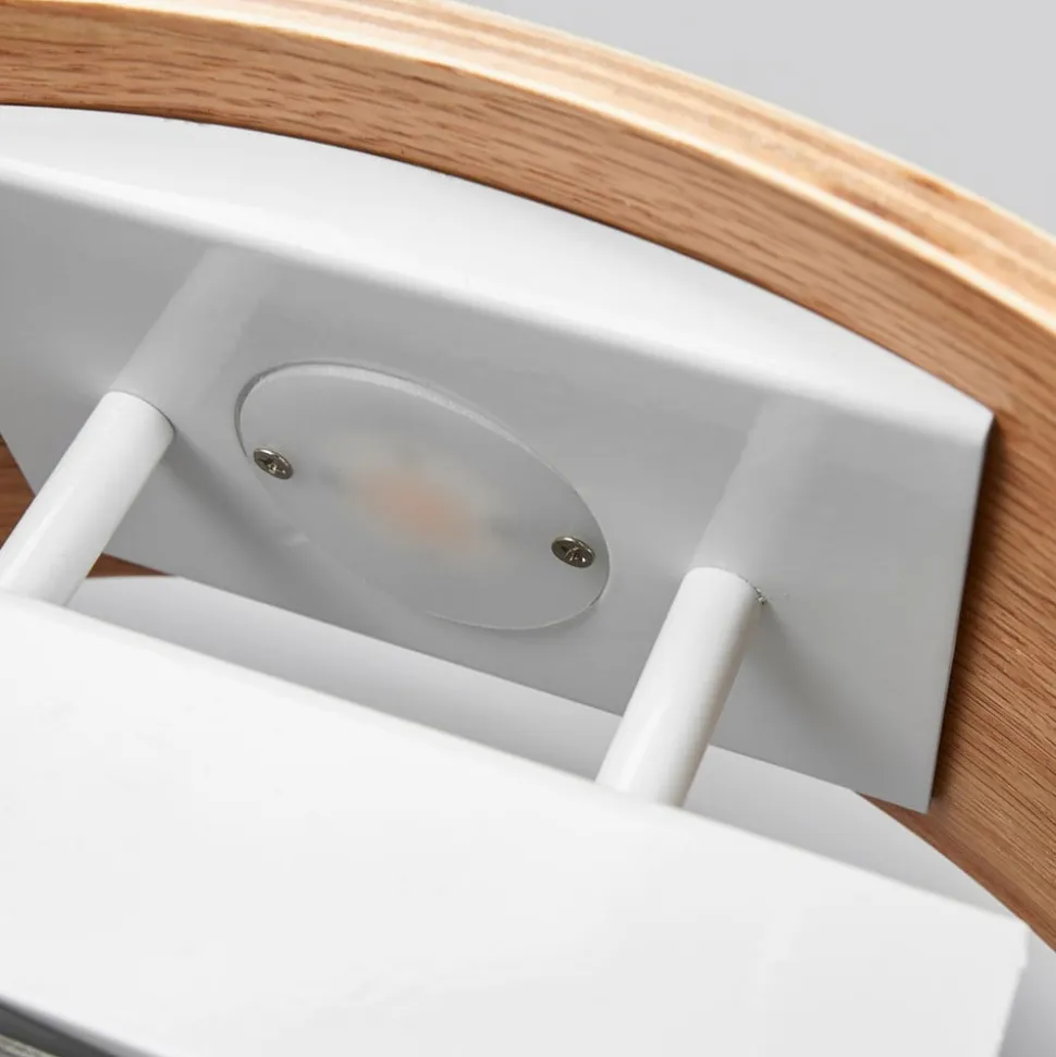 Lindby LED-væglampe Rafailia, bredde 33 cm, træ, 3.000K