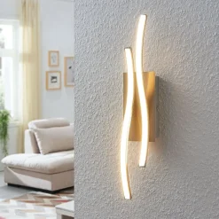Lindby LED-væglampe Safia, 45 cm, nikkelfarvet, metal