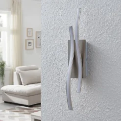 Lindby LED-væglampe Safia, 45 cm, nikkelfarvet, metal