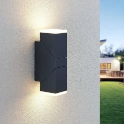 Lindby LED-væglampe Sally, 22 cm, antracit, IP54