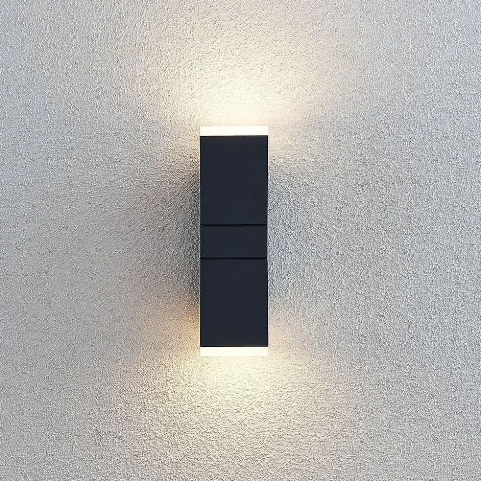 Lindby LED-væglampe Sally, 22 cm, antracit, IP54
