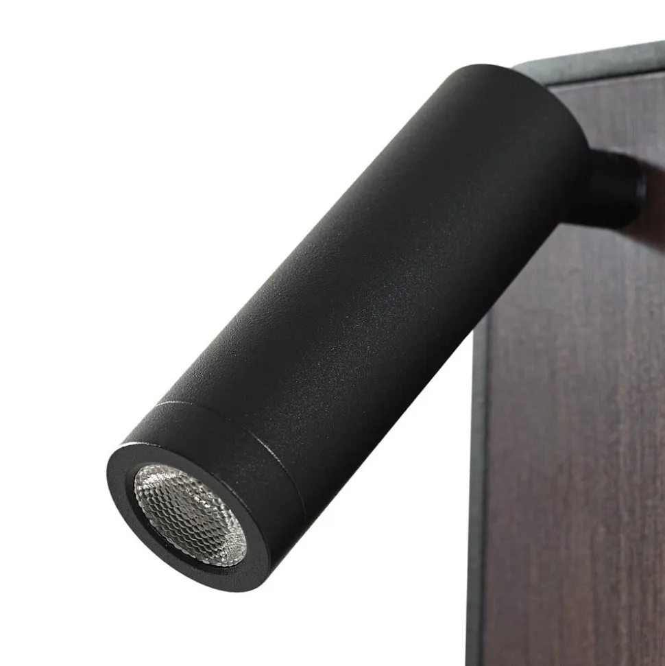 Lindby LED-væglampe Tallis, sort, USB-C, bevægelig