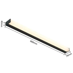 Lindby LED-væglampe til badeværelset Ulisan, 89 cm, sort, kantet