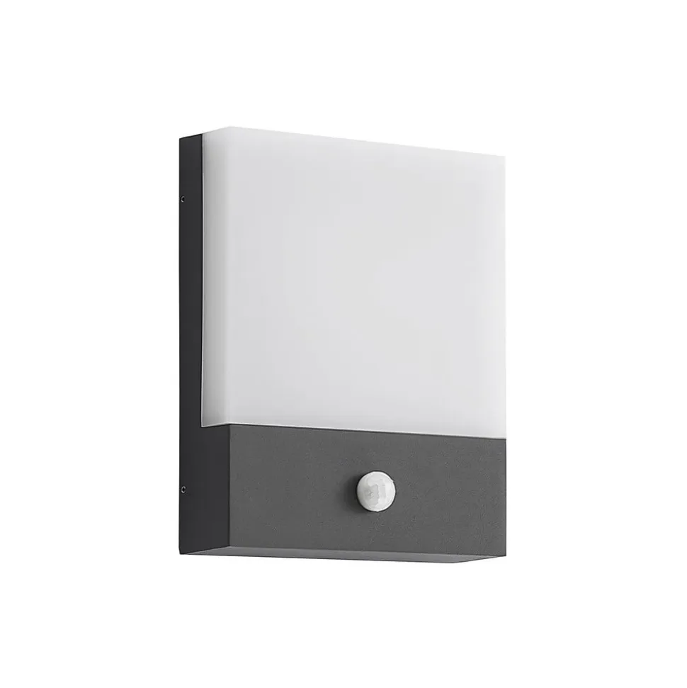 Lindby LED-væglampe Vanira, antracit, aluminium, sensor, IP54