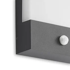 Lindby LED-væglampe Vanira, antracit, aluminium, sensor, IP54