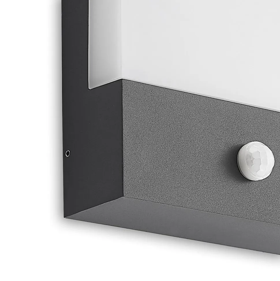 Lindby LED-væglampe Vanira, antracit, aluminium, sensor, IP54