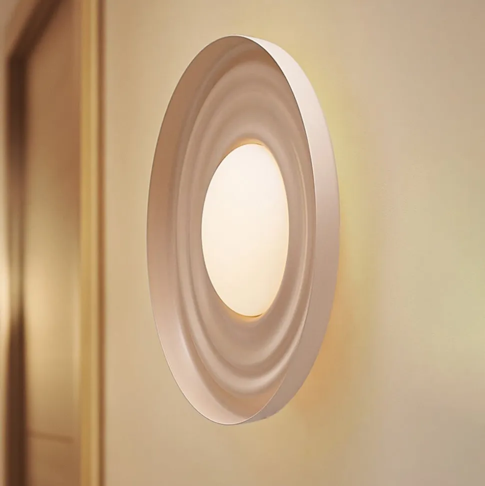 Lindby LED-væglampe Waves, beige, Ø 43 cm, metal