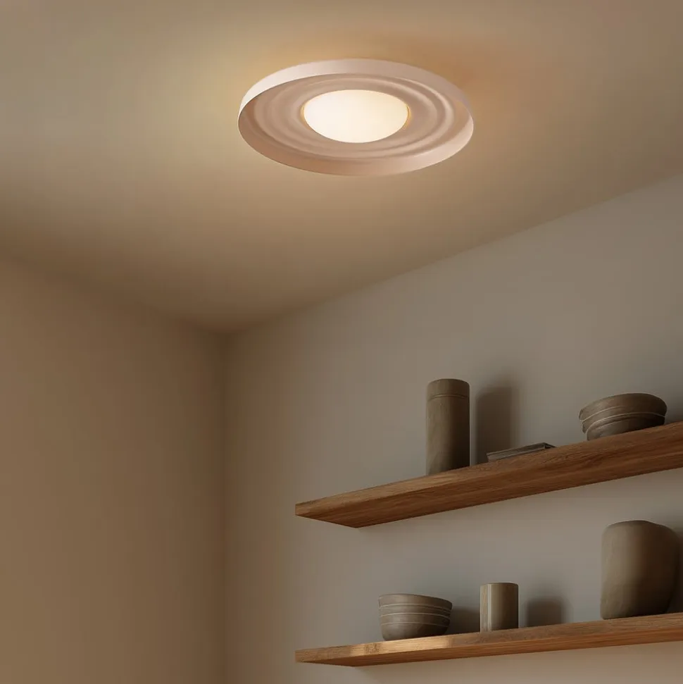 Lindby LED-væglampe Waves, beige, Ø 43 cm, metal