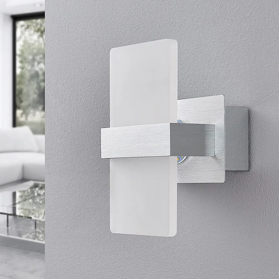 Lindby LED-væglampe Yorick, 18 cm, aluminium/hvid med afbryder