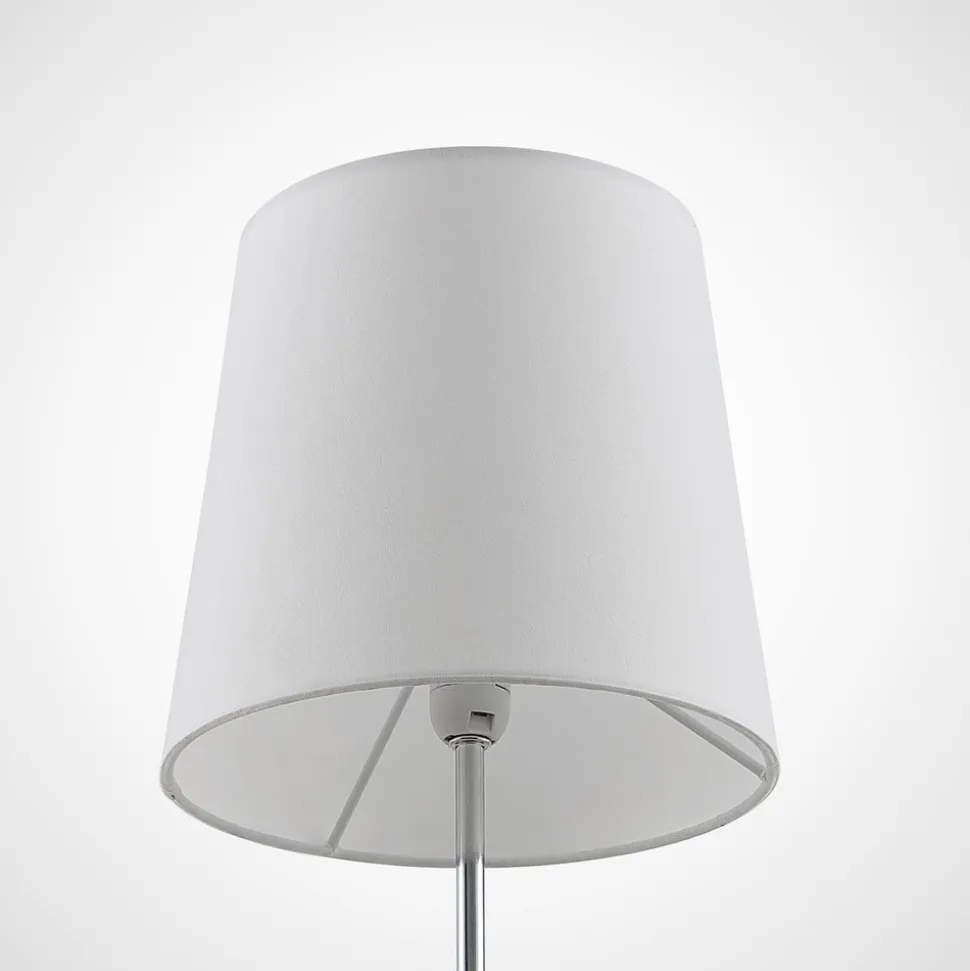 Lindby Leza bordlampe, krom, hvid skærm