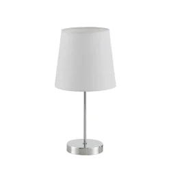 Lindby Leza bordlampe, krom, hvid skærm
