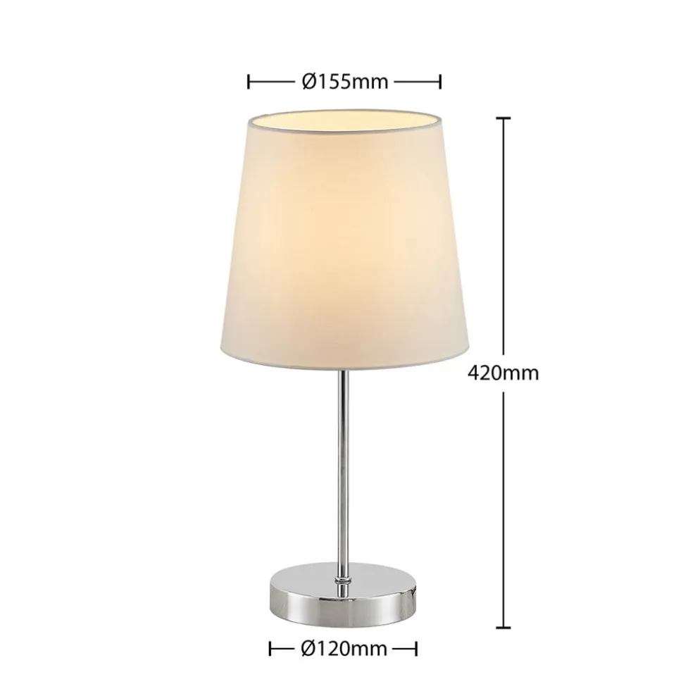 Lindby Leza bordlampe, krom, hvid skærm