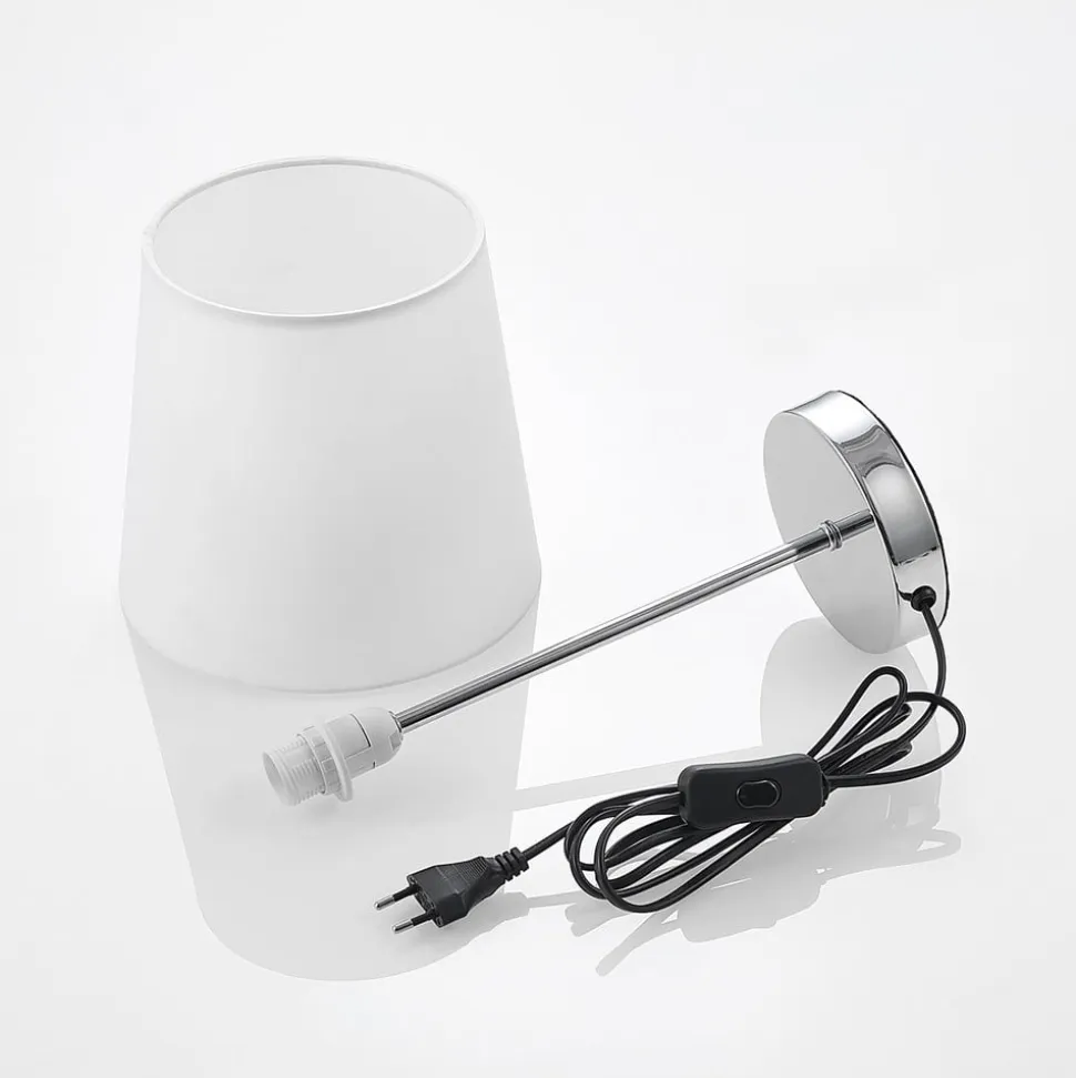Lindby Leza bordlampe, krom, hvid skærm