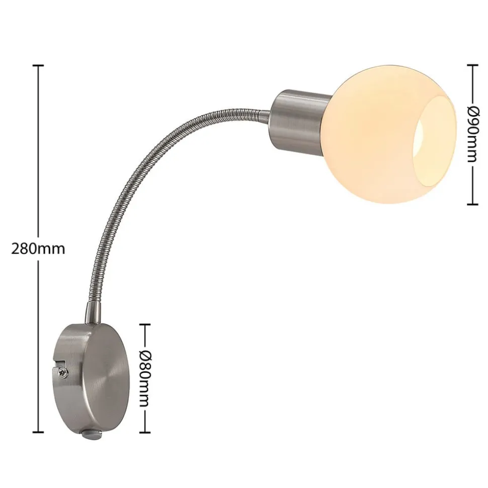 Lindby Lioma væglampe med fleksibel arm, nikkel