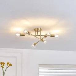 Lindby loftlampe Aloria, 6 lyskilder, guld, metal, E27
