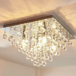 Lindby loftlampe Annica, kantet, krom, metal, 42 cm