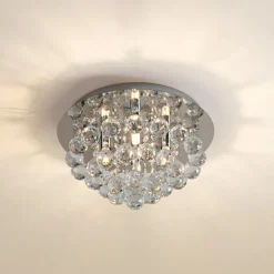 Lindby loftlampe Antonino, 4 lyskilder, krom, krystal, 35 cm