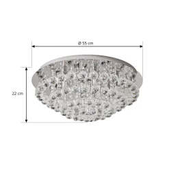Lindby loftlampe Antonino, 8 lyskilder, krom, krystal, 55 cm