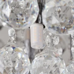 Lindby loftlampe Antonino, 8 lyskilder, krom, krystal, 55 cm