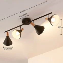 Lindby loftlampe Arina, 68 cm, sort, 4 lyskilder, E14
