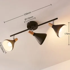 Lindby loftlampe Arina, 53 cm, sort, 3 lyskilder, E14