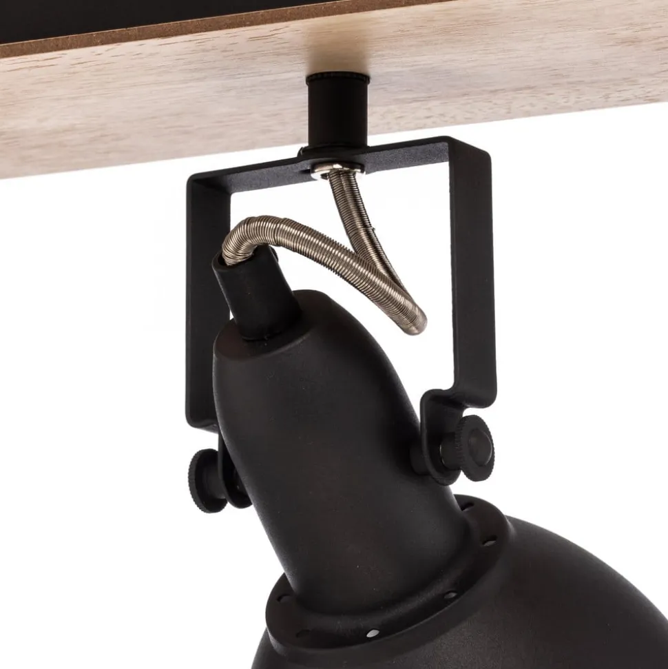 Lindby loftlampe Aylis, 3 lyskilder, 60 cm, sort, træ, E14