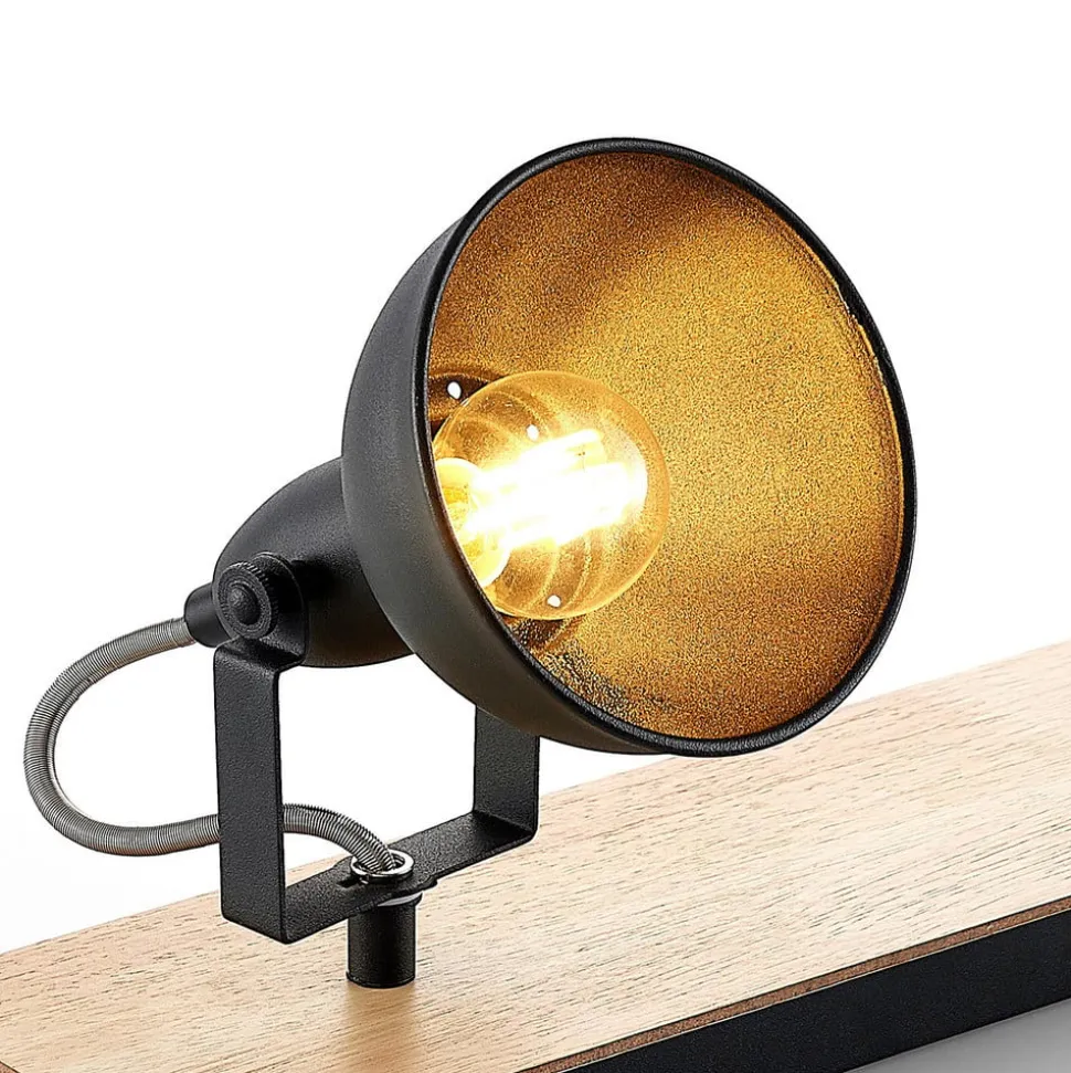 Lindby loftlampe Aylis, 2 lyskilder, 40 cm, sort, træ, E14