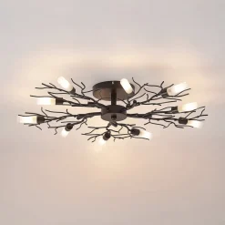 Lindby loftlampe Bigna, Ø 68 cm, 10 lyskilder, glas, metal