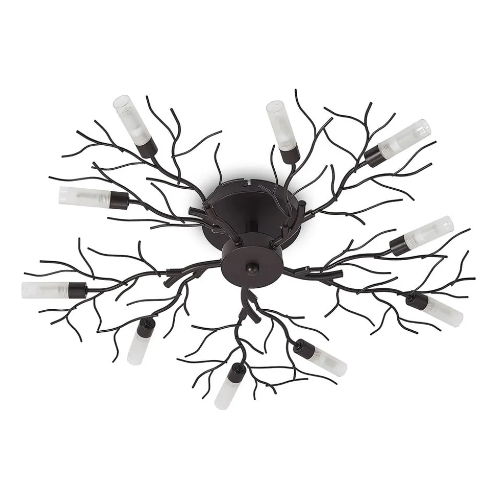 Lindby loftlampe Bigna, Ø 68 cm, 10 lyskilder, glas, metal