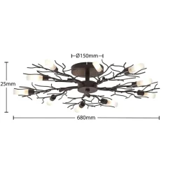 Lindby loftlampe Bigna, Ø 68 cm, 10 lyskilder, glas, metal
