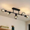 Lindby loftlampe Biscala, 5 lyskilder, sort/røget, E14