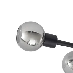Lindby loftlampe Biscala, 5 lyskilder, sort/røget, E14